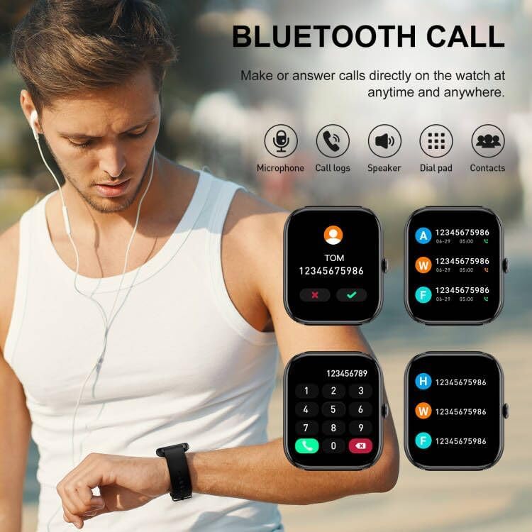 Smartwatch Damen Herren mit Telefonfunktion, 1.85" Touchscreen Fitnessuhr, IP68 Wasserdicht Smart Watch mit schrittzähler Pulsmesser Schlafmonitor 112 Sportmodi Armbanduhr für Android iOS