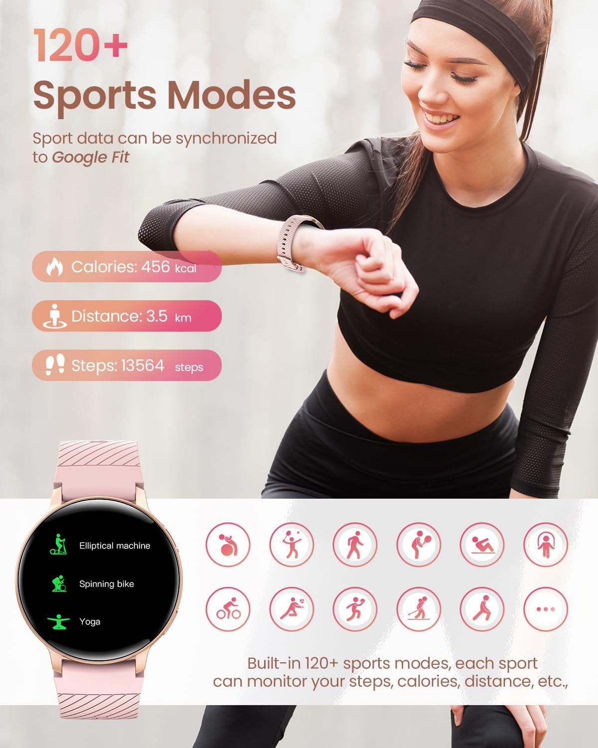 Smartwatch mit Telefonfunktion,Smartwatch für Damen Herren HD-Touch Screen Fitnessuhr mit SpO2-Überwachung Pulsuhr Schlafmonitor Schrittzähler Uhr Multi Trainingsmodi für Android iOS, Lila