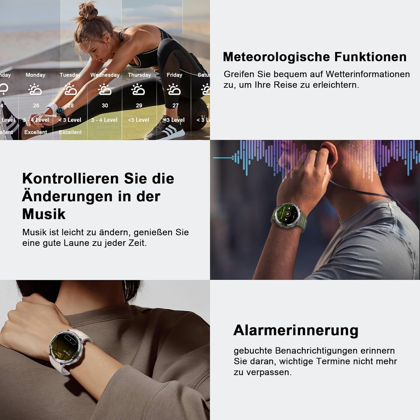 Smartwatch Herren mit Telefonfunktion,1.43'' AMOLED Outdoor Smartwatch mit 126+ Sportmodi,Pulsmesser/Schlafmonitor,5ATM Wasserdicht Schrittzähler Android iOS