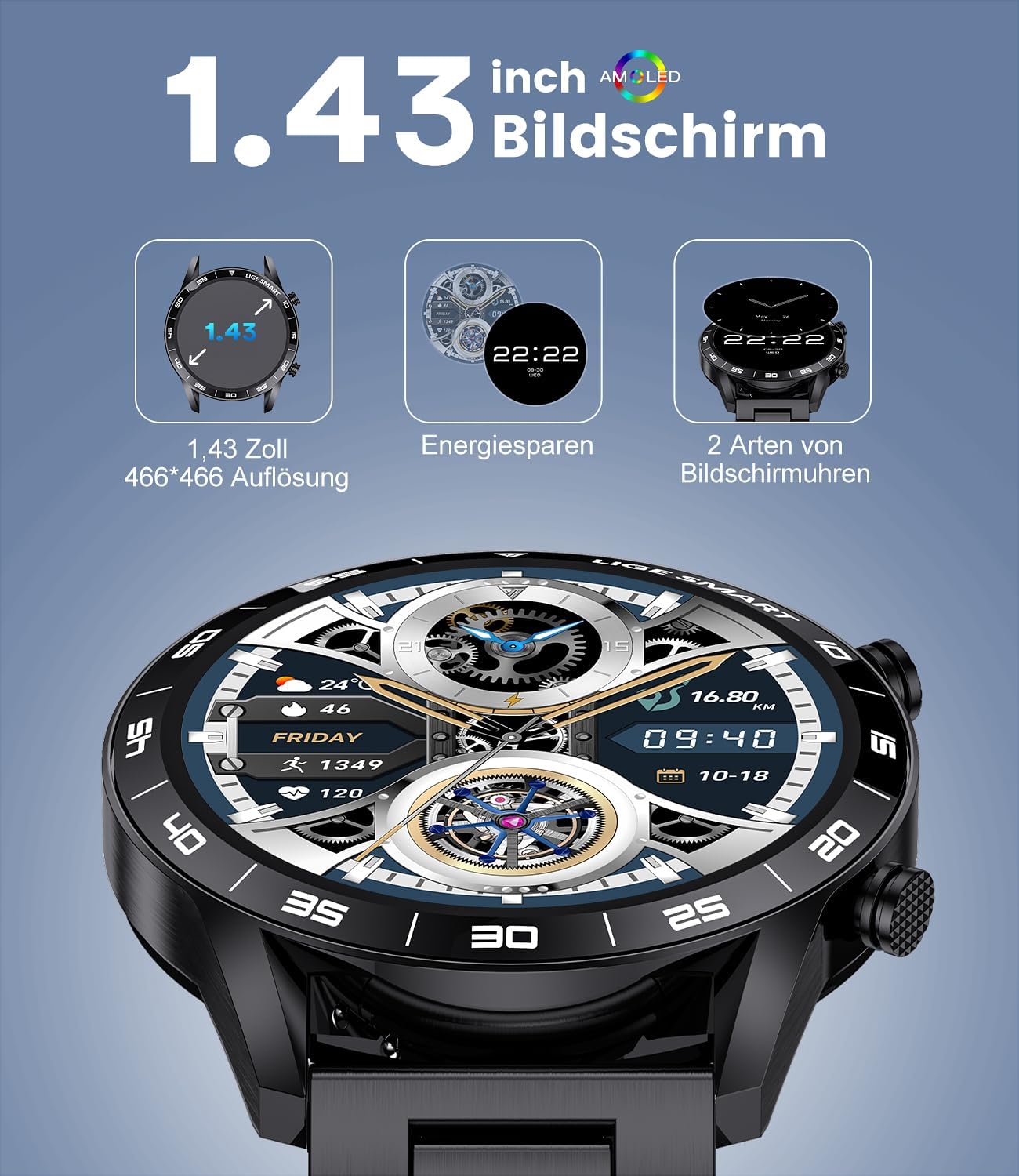 Smartwatch Herren Damen mit Telefonfunktion - 1.83" Touchscreen Smart Watch,Sportuhr mit 100+ Modi,IP68 Wasserdicht,Herzfrequenzmonitor,Schlafmonitor,Schrittzähler,Smartwatches für Android iOS