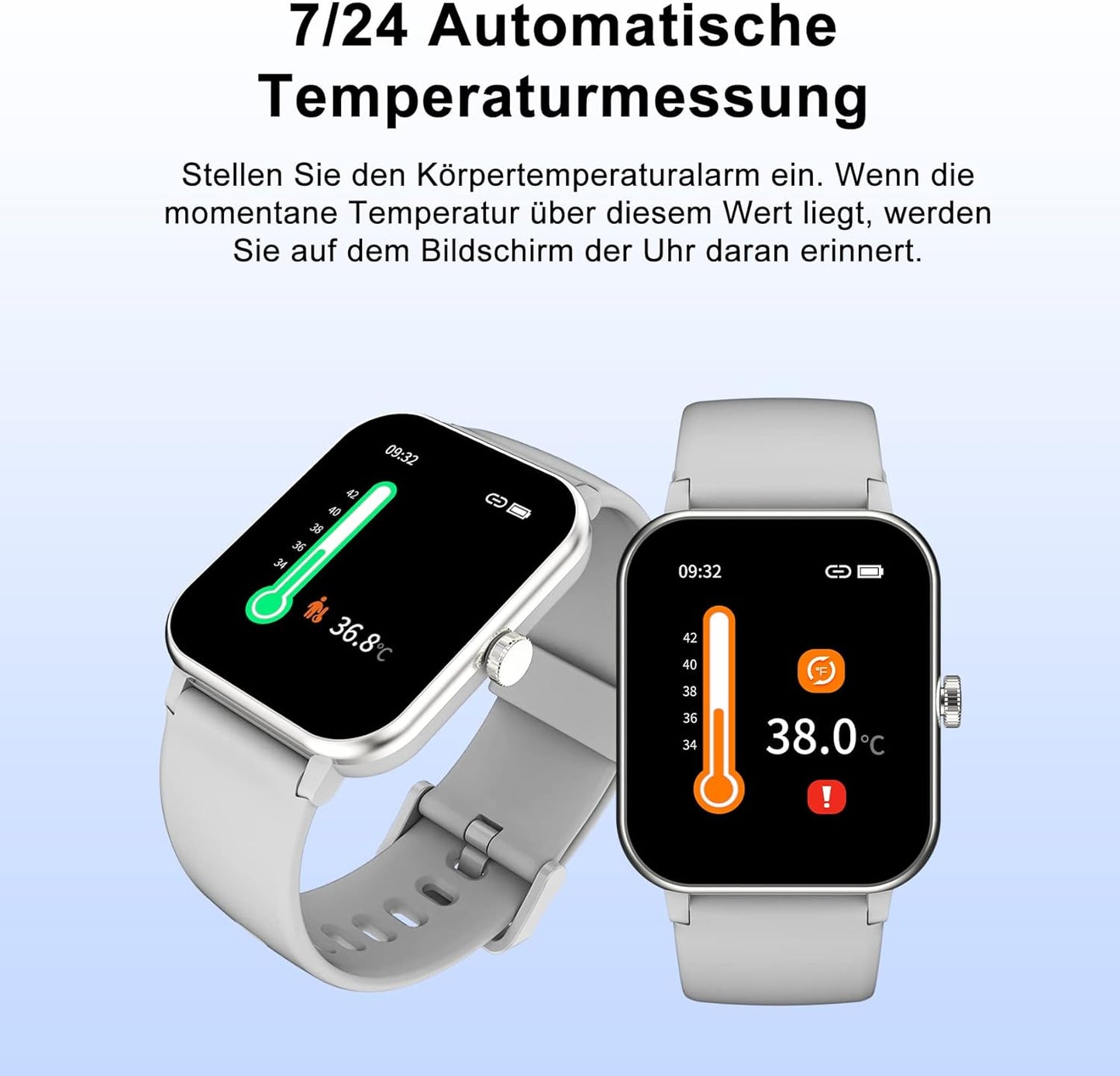 Smartwatch Damen, Smartwatch mit Telefonfunktion 1.7" HD Display Wasserdicht Armbanduhr mit Herzfrequenz Schlafmonitor Menstruationszyklus SpO2 Schrittzähler