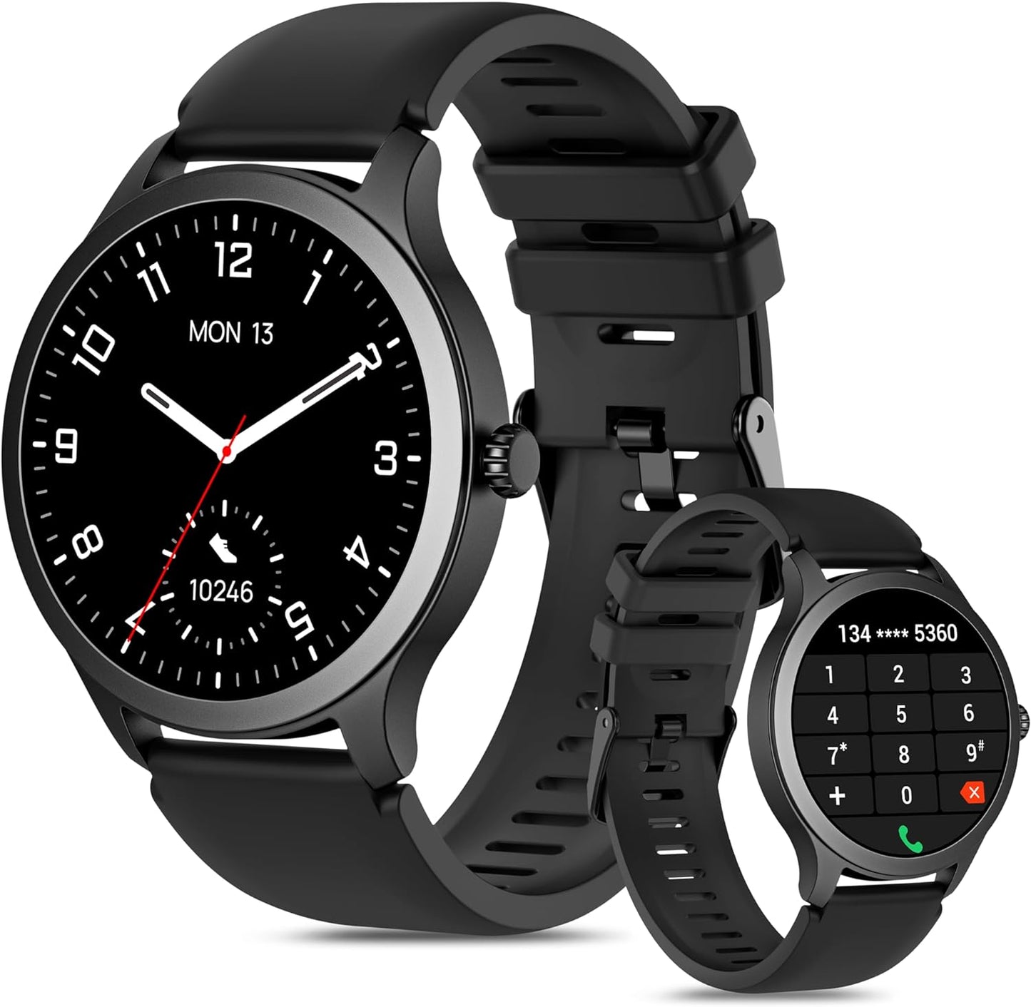 Smartwatch Herren mit Telefonfunktion, 1.43" AMOLED Militär Robuste Smartwatch mit Herzfrequenz/SpO2 Outdoor Sportuhr, 60 Tage Extra Lange Batterie, Wasserdicht für Android iOS, Schwarz