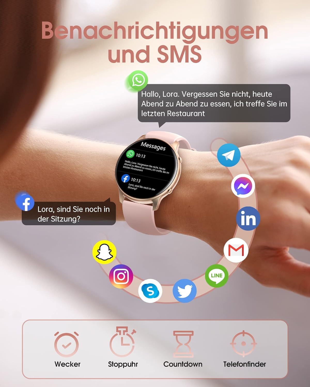 Smartwatch mit Telefonfunktion, 1,85" Touchscreen Smart Watch, 110+ Sportmodi Sportuhr, Fitnessuhr mit Herzfrequenz Schlafmonitor Schrittzähler, IP68 Wasserdicht Uhr, Message Reminder, für Android iOS