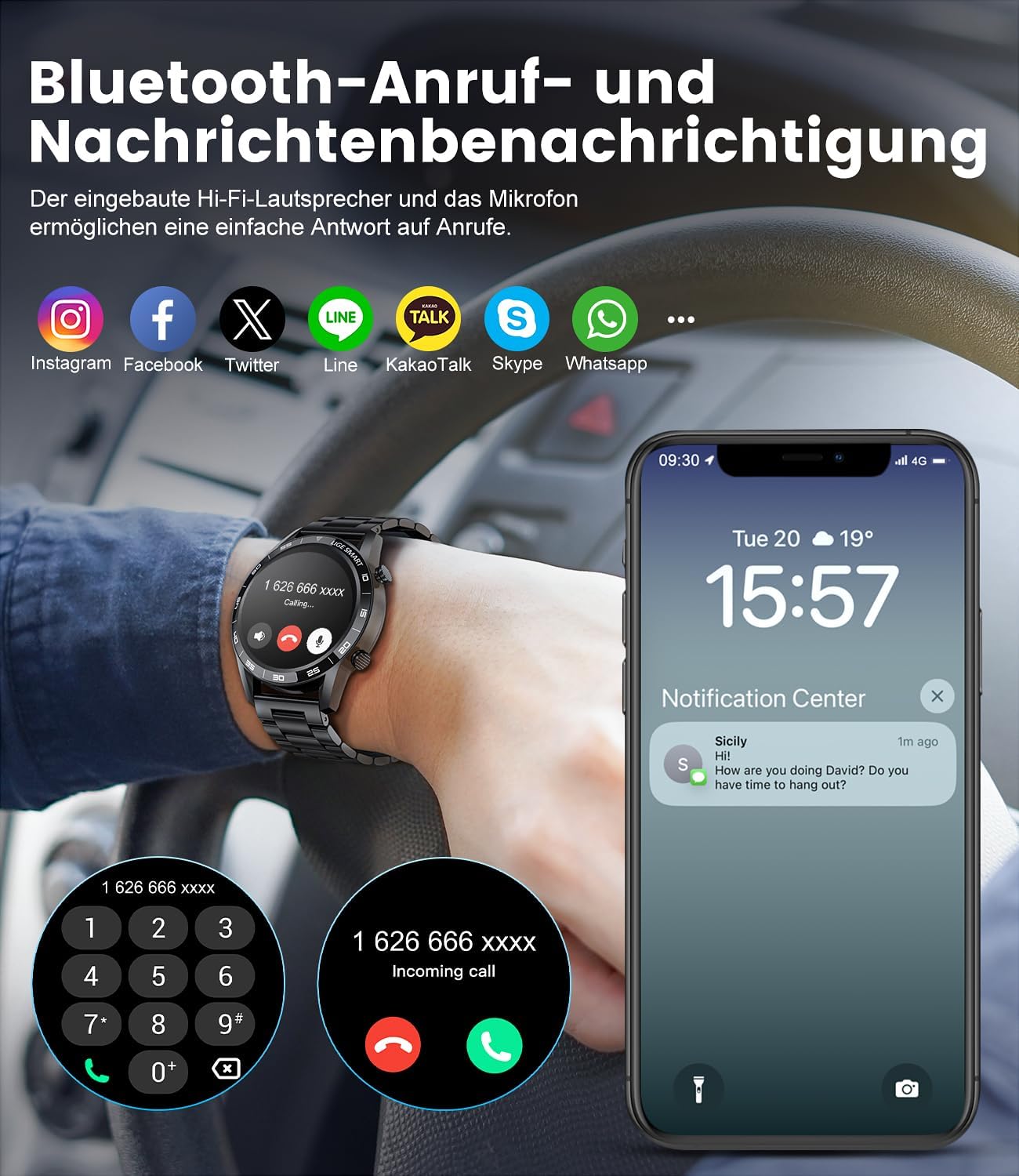 Smartwatch Herren Damen mit Telefonfunktion - 1.83" Touchscreen Smart Watch,Sportuhr mit 100+ Modi,IP68 Wasserdicht,Herzfrequenzmonitor,Schlafmonitor,Schrittzähler,Smartwatches für Android iOS